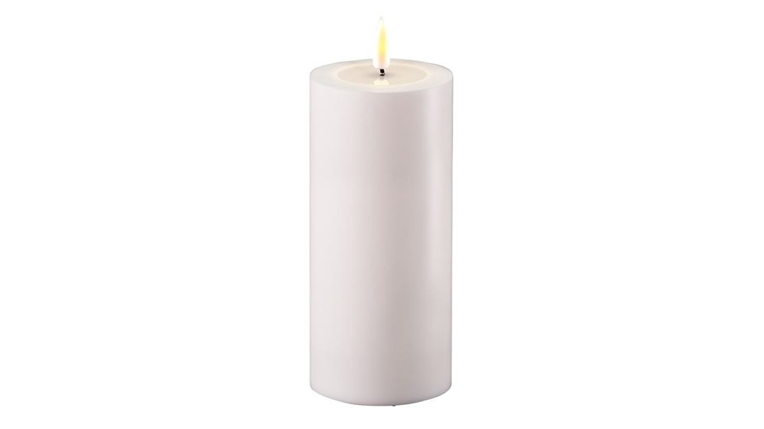 Deluxe Homeart útirafmagnskerti hvítt Ø7,5x15 cm Deluxe Homeart útirafmagnskerti hvítt Ø7,5x15 cm – mynd 1