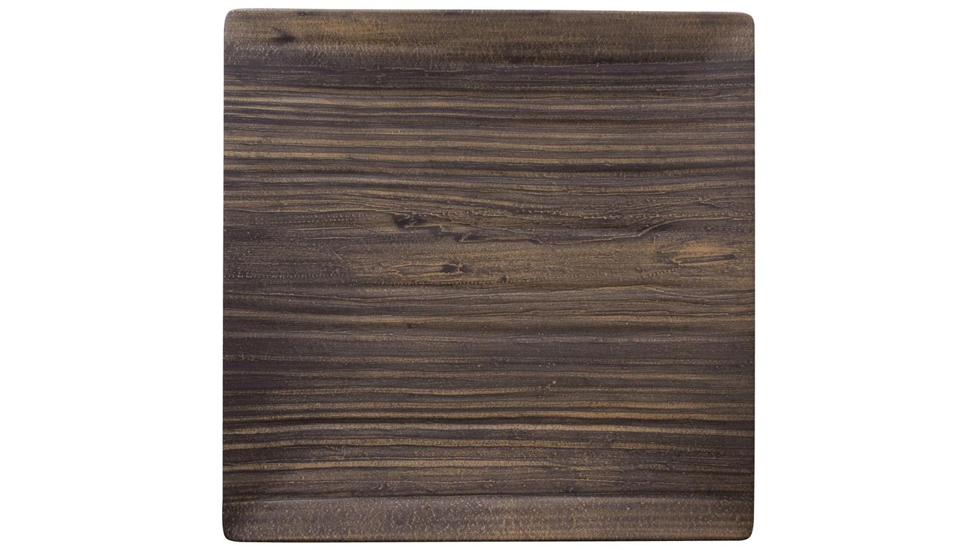 Natural Teak Melamine Square shape plate - 10 3:4 9087 LW Melamin diskur natural tekk ferkantaður 27cm - Image 1