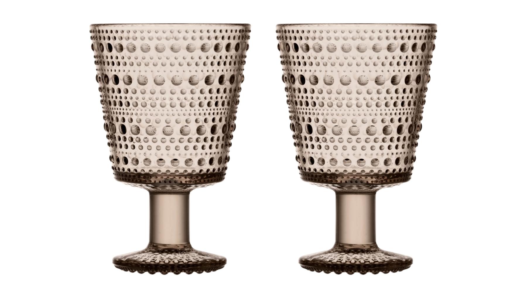 05318a2e-755e-472d-897d-10d57f522da6.jpg Iittala Kastehelmi glas 26cl á fæti 2 stk Linen – mynd 1
